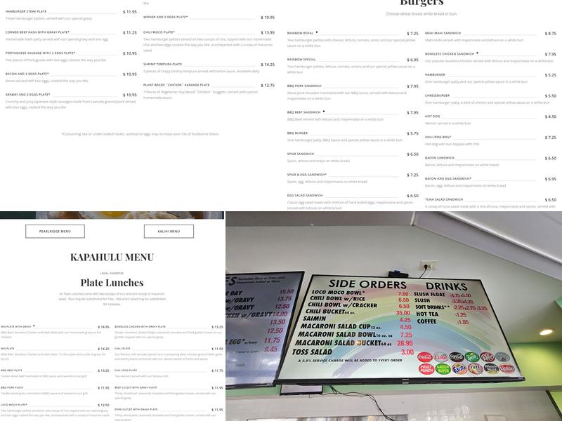 Rainbow Drive-In Menu