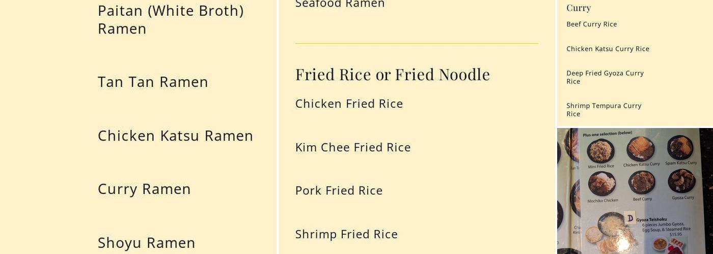 Ramen Ya Menu