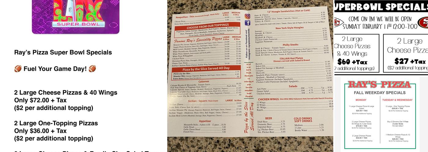 Ray's Pizza Menu