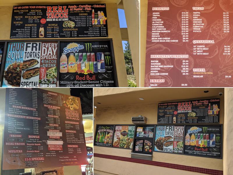 Real Tacoz Menu