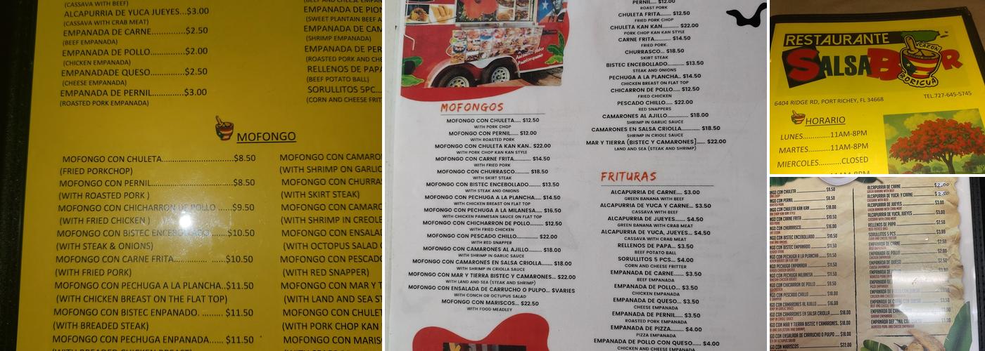 Salsabor Menu