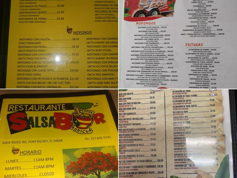 Salsabor Menu