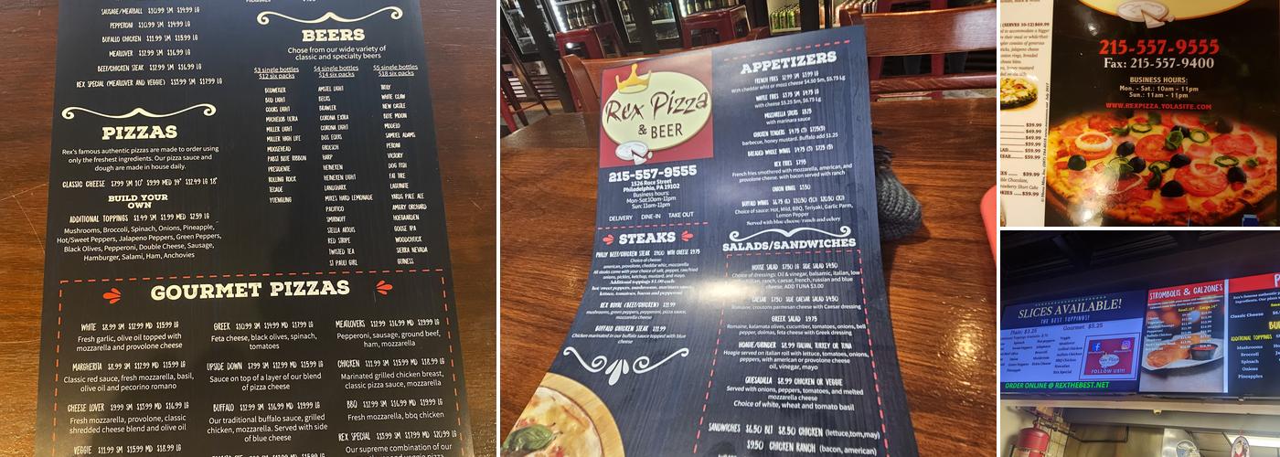 Rex Pizza & Beer Menu