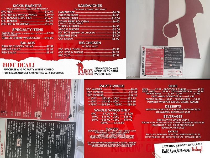 Riko's Kickin Chickin Menu