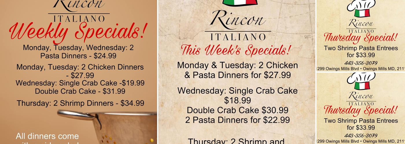 Rincon Italiano Menu