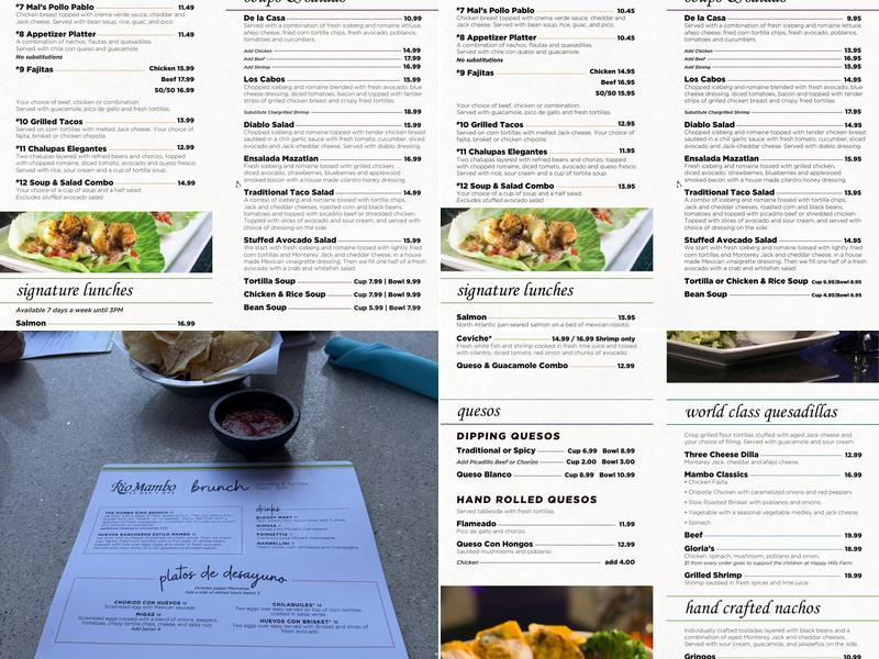 Rio Mambo Menu