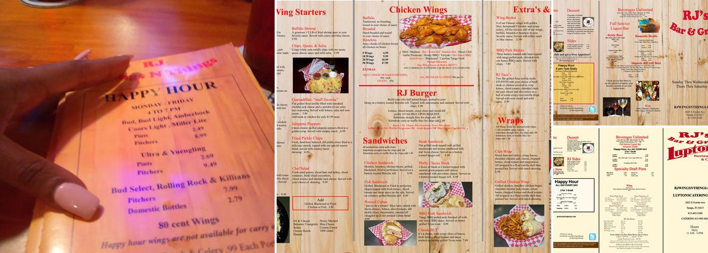 RJ's Bar & Grille Menu