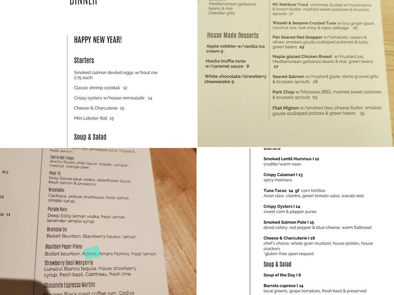 Rockfish Food and Wine Menu