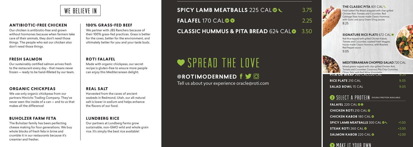 Roti Mediterranean Bowls. Salads. Pitas. Menu