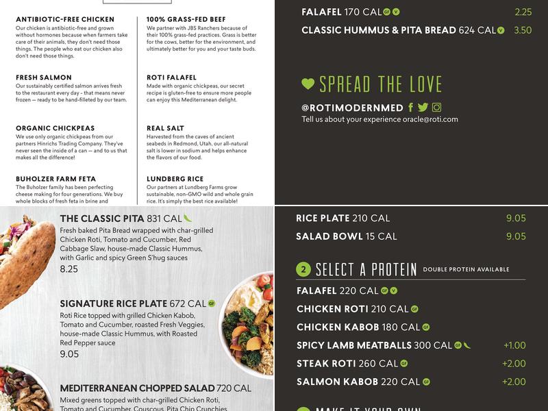 Roti Mediterranean Bowls. Salads. Pitas. Menu