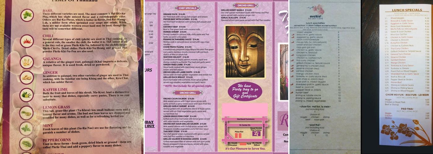 Royal Orchid Menu
