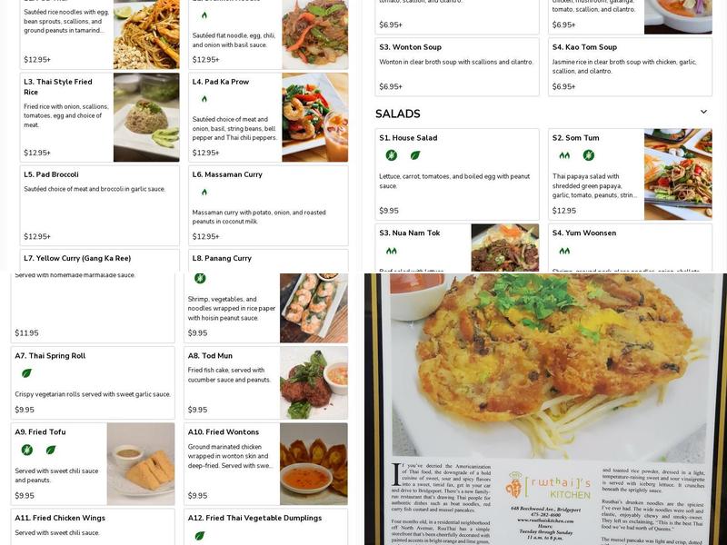 Ruuthai's Kitchen Menu