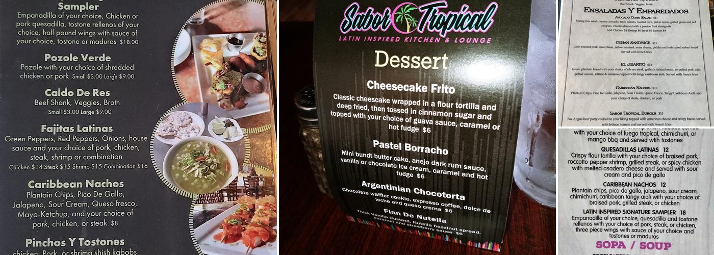 Sabor Tropical Menu