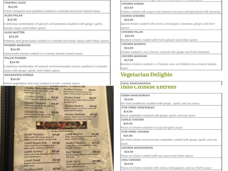 Saffron Indian Cuisine Menu