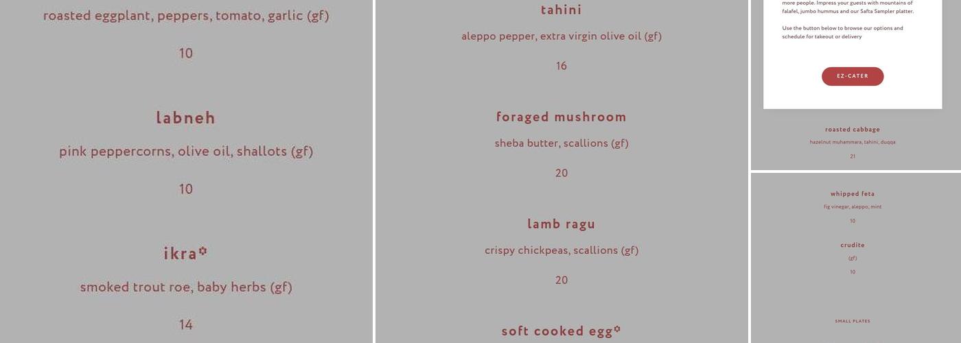 Safta Menu