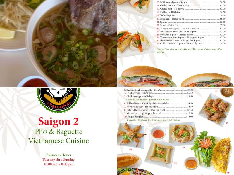 Saigon 2 Restaurant Menu