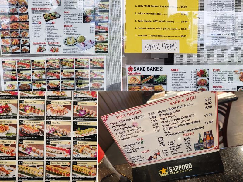 Sake Sake 2 Sushi Menu