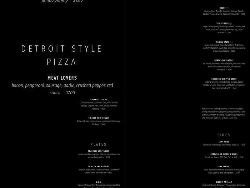 Northbound Menu