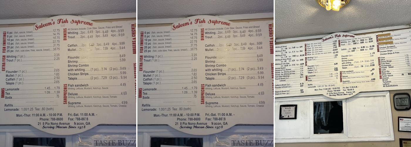 Saleems Fish Supreme LLC Menu