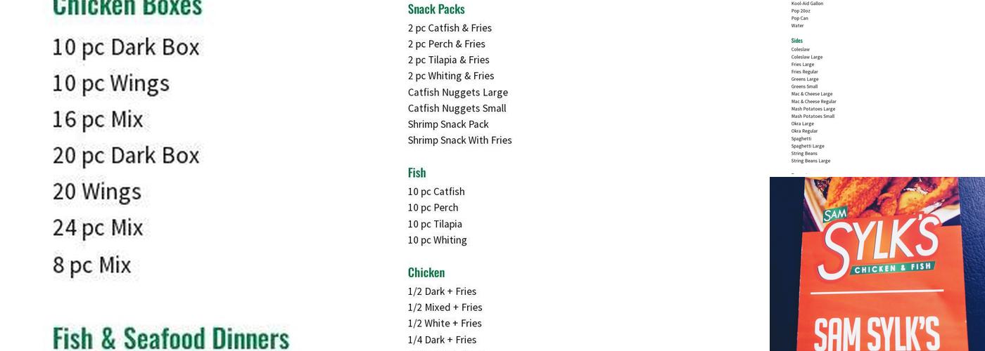 Sam Sylk's Chicken And Fish Euclid Menu