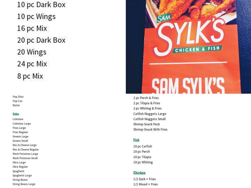 Sam Sylk's Chicken And Fish Euclid Menu