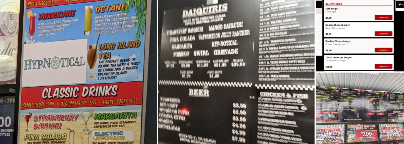 Samburger Grill & Daiquiris to Go Menu