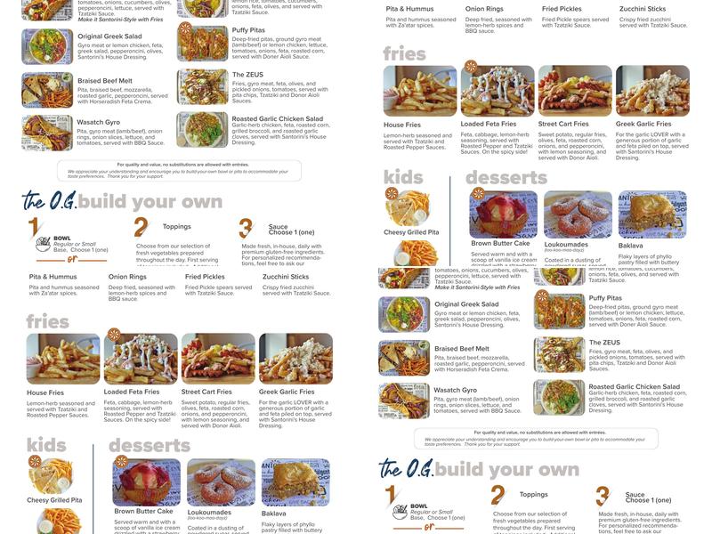 Santorini's Menu