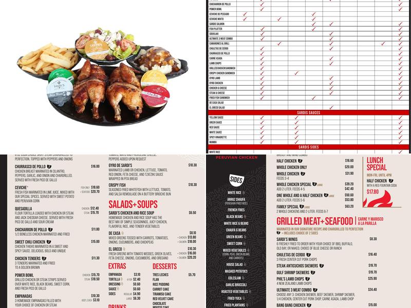 Sardi's Pollo A La Brasa - Hagerstown Menu