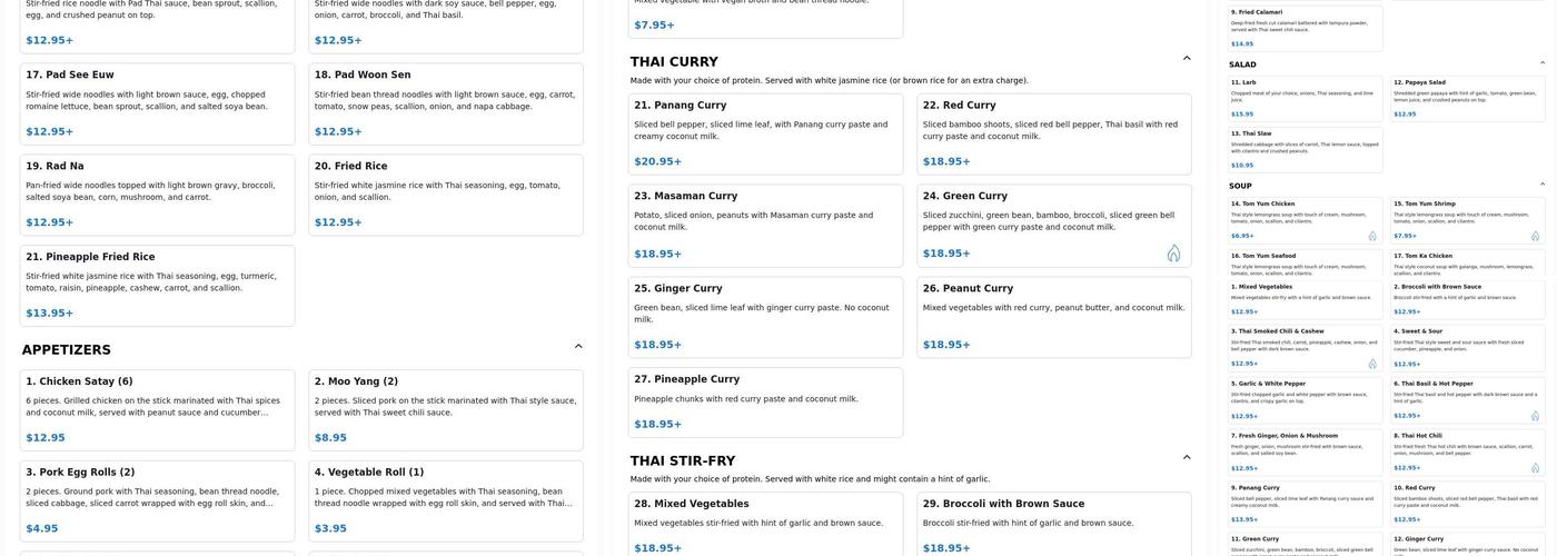 Sawasdee Menu