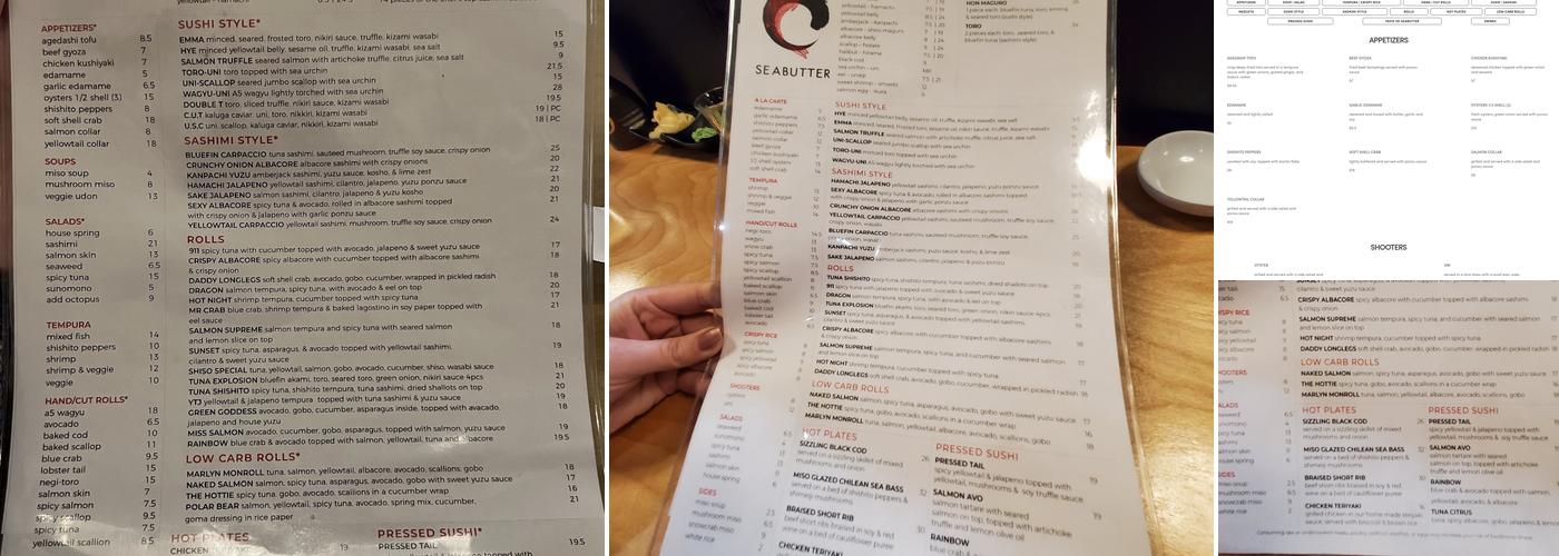 Seabutter - Beverly Hills Menu