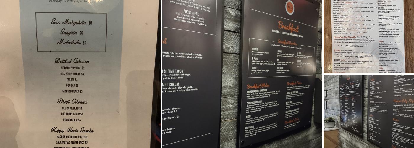 Seis Kitchen Menu