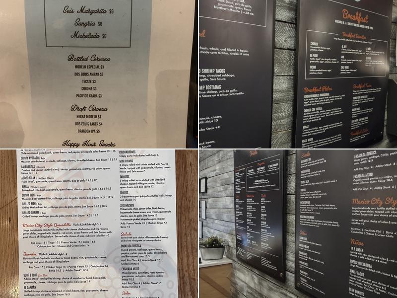 Seis Kitchen Menu