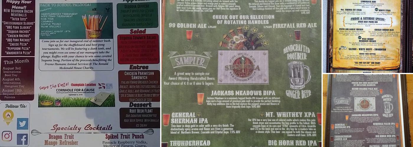 Sequoia Brewing Menu