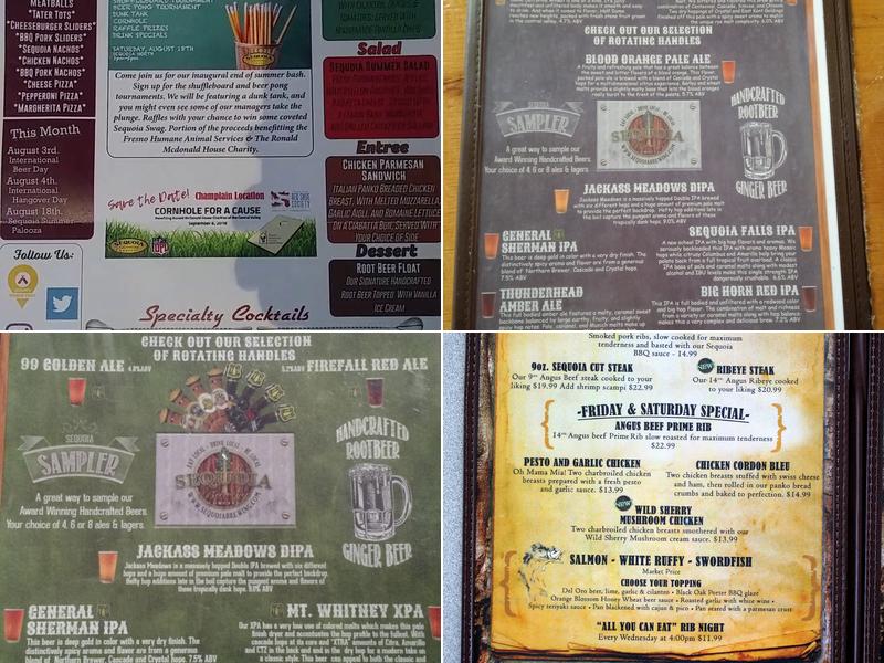 Sequoia Brewing Menu
