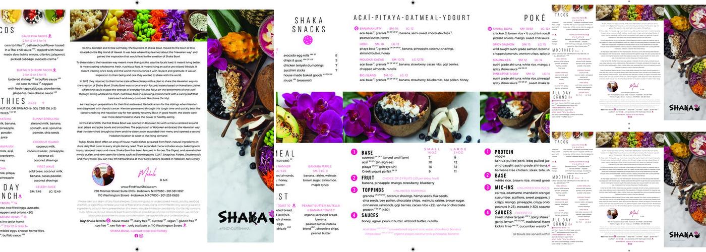 Shaka Kitchen Menu