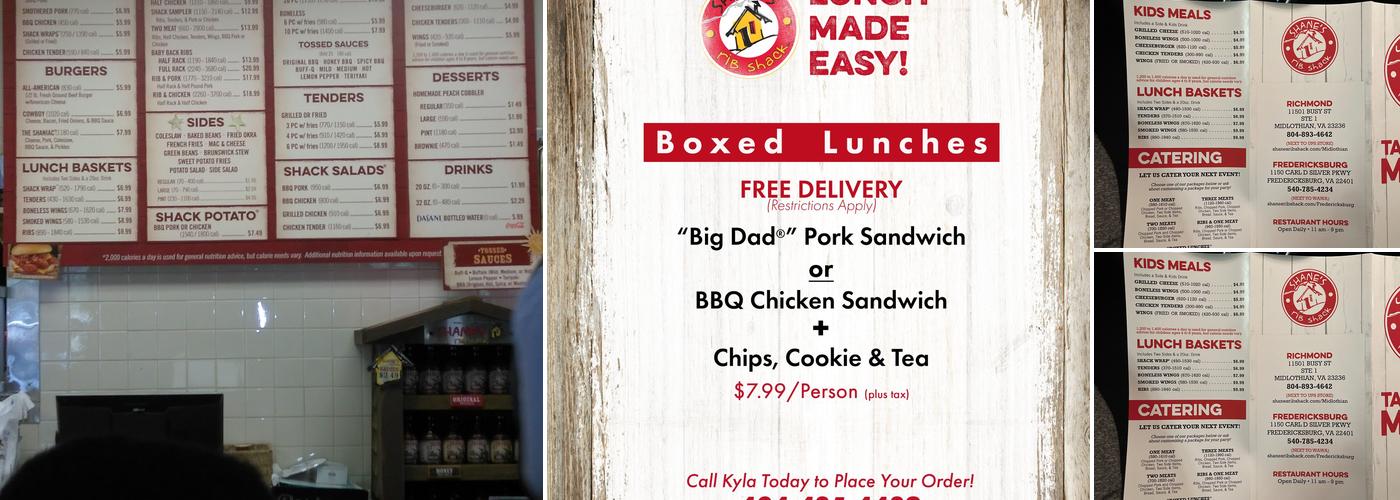 Shane's Rib Shack Menu