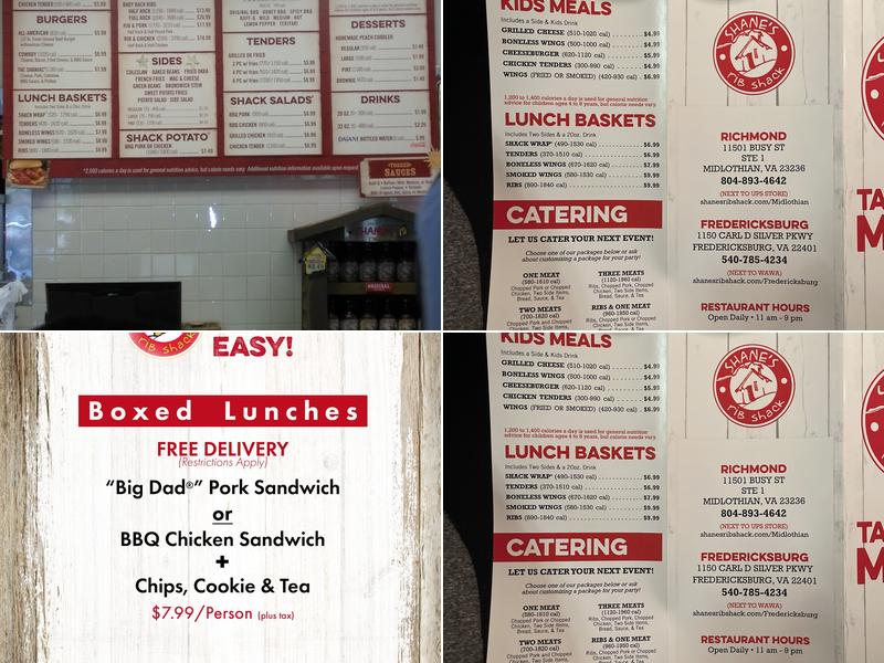 Shane's Rib Shack Menu