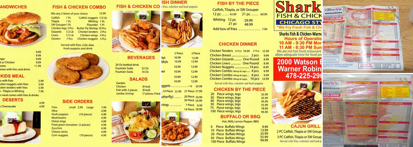 Shark's Fish & Chicken Chicago Style Menu