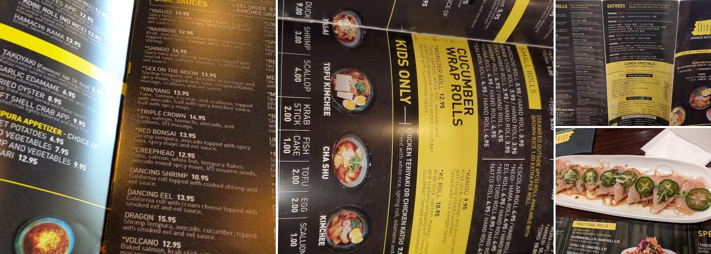 Shingo Japanese Restaurant Menu