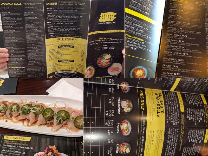 Shingo Japanese Restaurant Menu