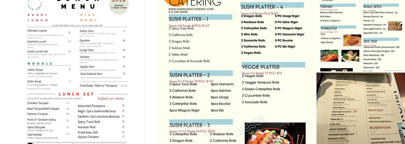 Shiro Kuma Sushi Menu