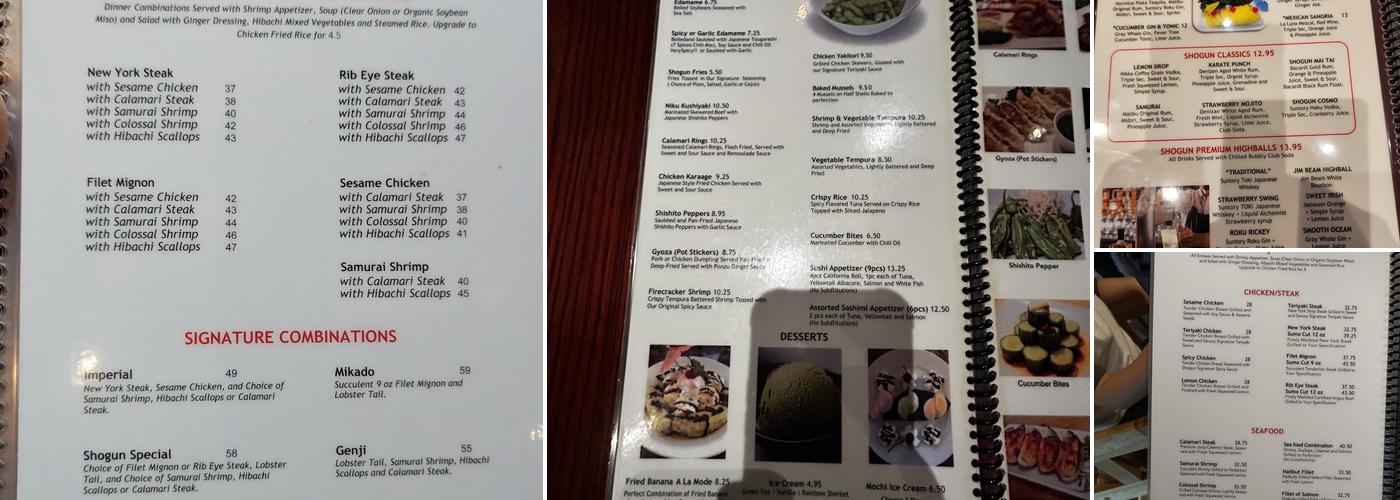 Shogun Restaurant Menu