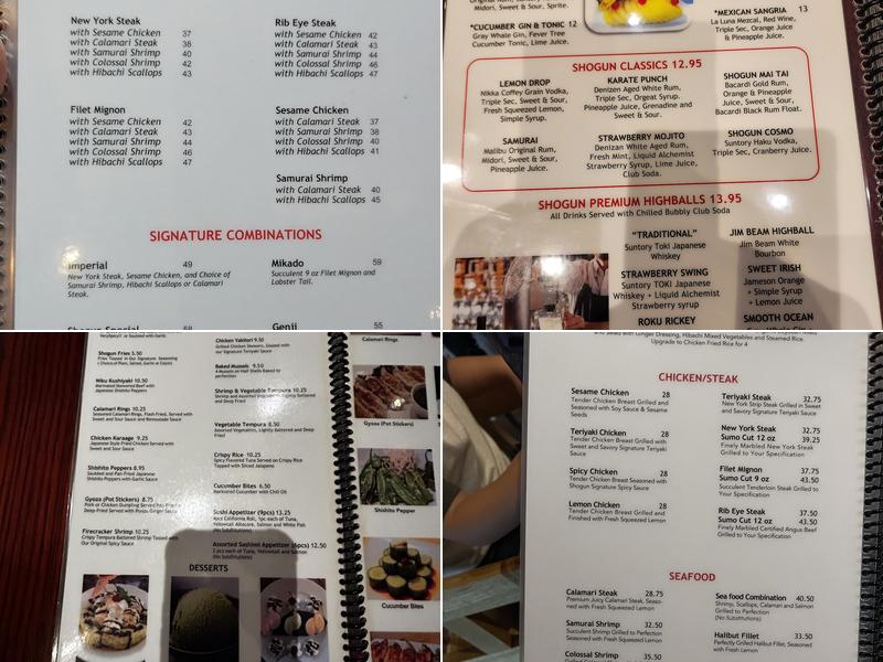 Shogun Restaurant Menu