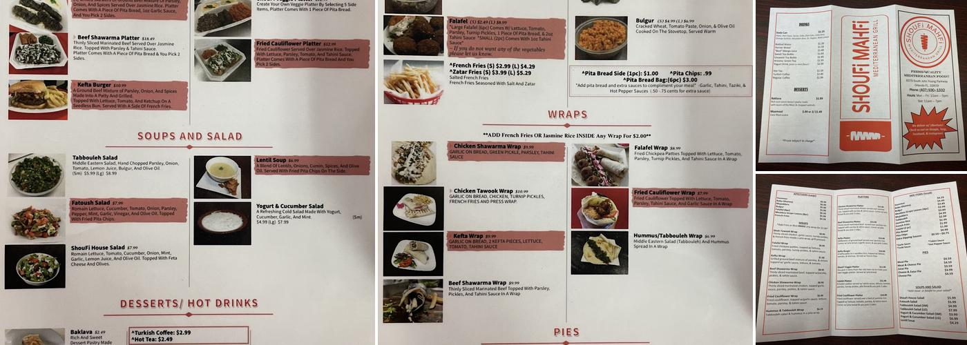 ShouFi MahFi Mediterranean Grill Menu