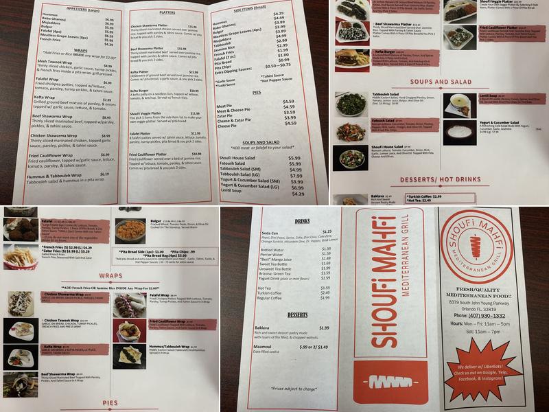 ShouFi MahFi Mediterranean Grill Menu