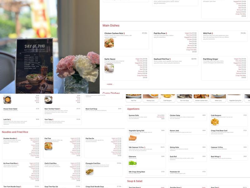 Silk Thai Restaurant Menu