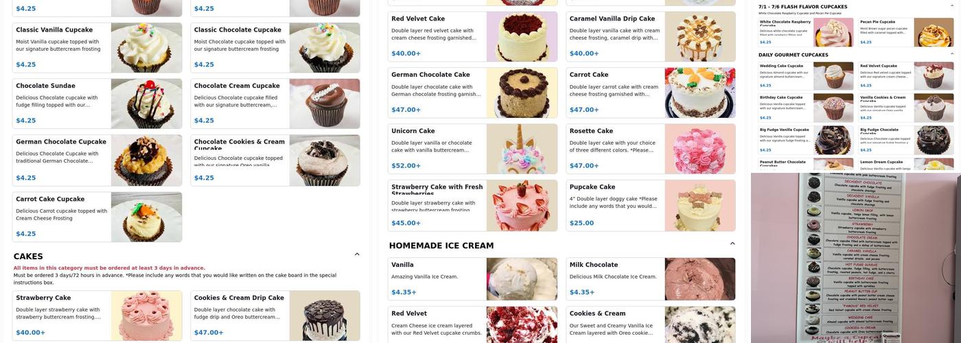 Smallcakes Humble Menu