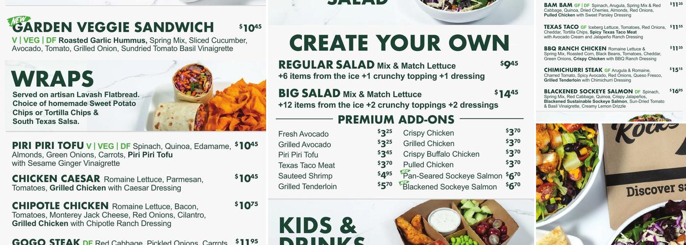 Snappy Salads Watters Creek Menu