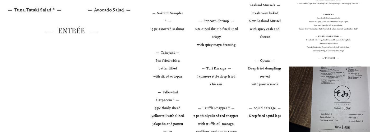 Somi Sushi Menu
