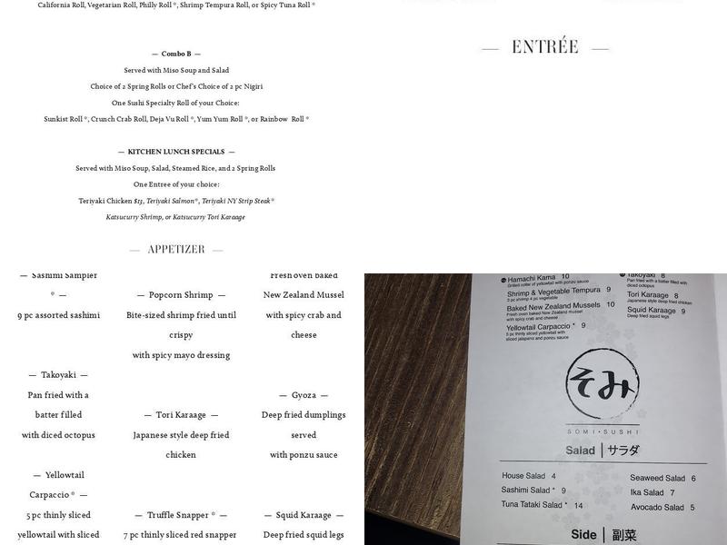Somi Sushi Menu